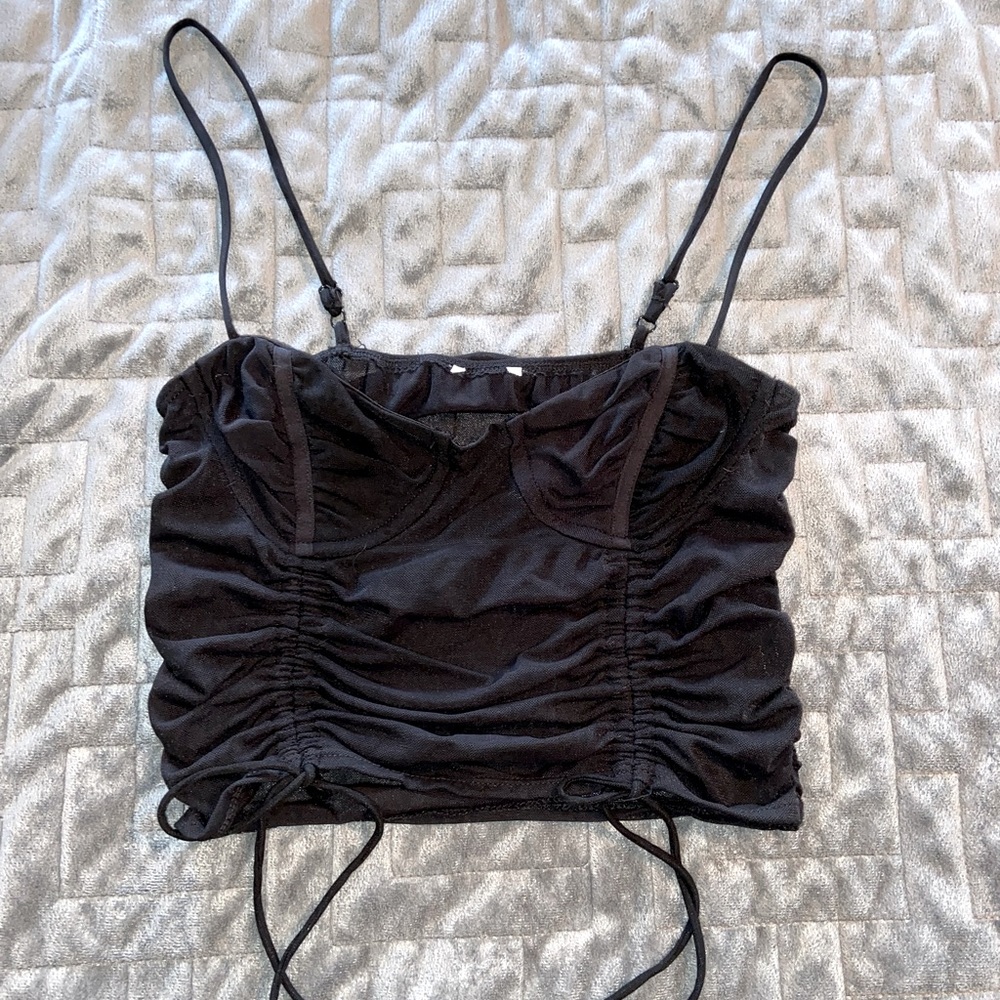 Princess Polly black mesh crop top (worn once)